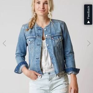 Levi's Vintage Altered Light Blue Distressed Frayed Denim Jacket Size L